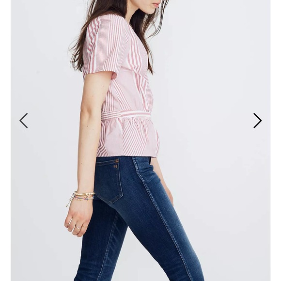 Madewell Ruffle-Hem Wrap Top in Stripe Mix Large - Picture 6 of 10